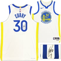 Golden State Warriors Stephen Curry Autographed White Nike Authentic Association Edition Jersey Size 48 JSA 235680