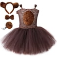 thumbnail image 2 of Vestido Tutú De Oso Marrón Para Bebé Niñas Halloween Cumpleaños Selva Fiesta Animal Cosplay Disfraz Niños De Disfraces Ropa 1-12Y, 2 of 4