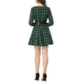thumbnail image 3 of INSPIRE CHIC Robe-Chemise Trapèze à Carreaux pour Femme à Manches Longues avec Ceinture G Vert Buffle, 3 of 7