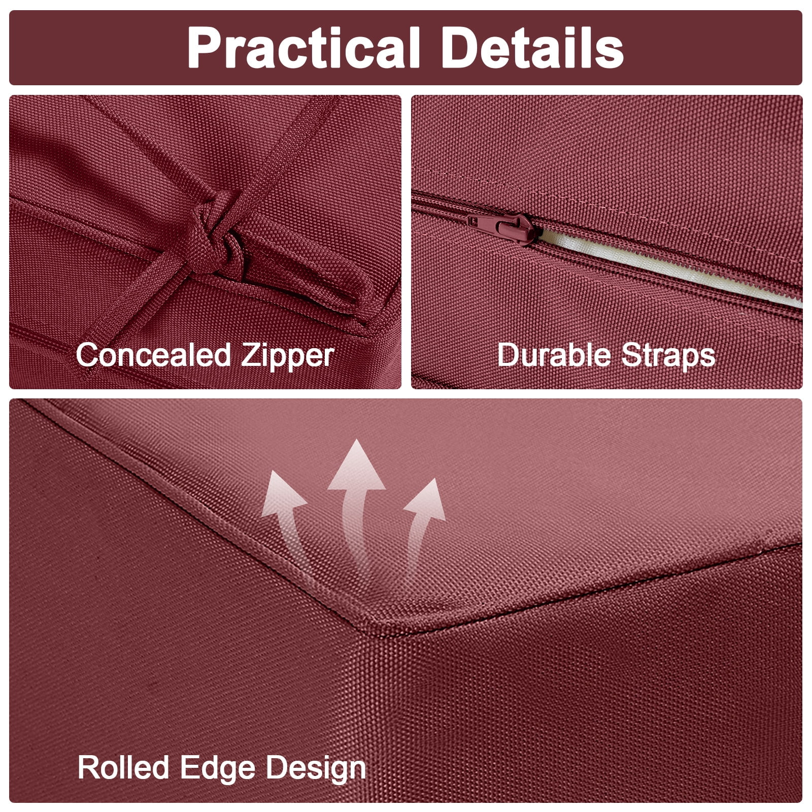 4 Set Outdoor Chair Cushions 24 x 24 x 6 inch for Patio Furniture, Fade & Water Resistant Patio Cushions with Removable Cover and Straps,Red