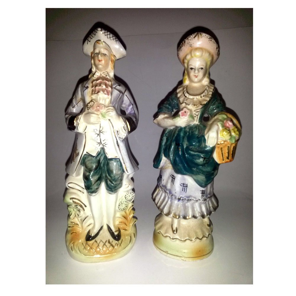 Vintage 1950's Ucagco Ceramics Porcelain Colonial Victorian Man & Woman