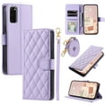 thumbnail image 3 of Crossbody Strap Case for Samsung Galaxy S20 FE Wallet PU Leather Elegant Diamond Patterned Credit Card Holder Full Body with Wrist Lanyard Strap Soft TPU Bumper Magnetic Closure Phone Cover,Purple, 3 of 10
