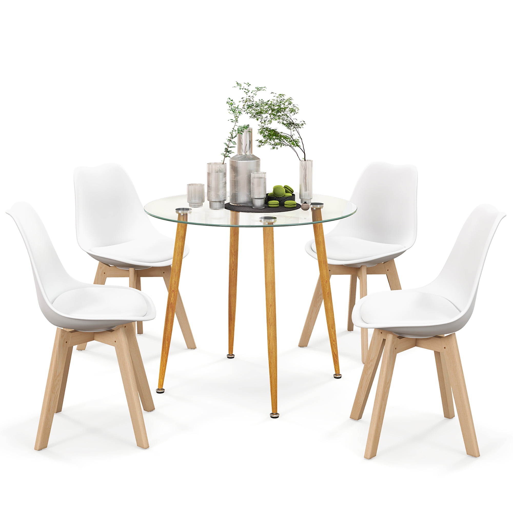 Costway Dining Table Set for 4 Modern Kitchen Table Set with Round