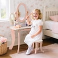 thumbnail image 5 of Robud Pink Kids Vanity Set, Makeup Vanity Desk with Mirror, Chair and Storage Drawers, Little Girl Dressing Table with Stool for Toddlers Ages 3+, 5 of 11