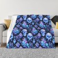 thumbnail image 1 of Fotbe Skull blue crystal flower Manta de Franela con Estampado, Manta Ultrasuave para Cama, Sofá, Auto, Hipoalergénica y Antibolitas-60"x50", 1 of 6