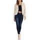 thumbnail image 2 of Abrigo de piel sintética recortado para mujer, chaqueta de invierno de moda, abertura frontal, solapa con muesca, manga larga, abrigo esponjoso XL color caqui claro, 2 of 6