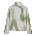 thumbnail image 6 of Jackets for Women Winter Coat Jackets Flannel Stand Collar Jacket(Abstract Green Wavy Pattern Design,Size:S-4XL), 6 of 7