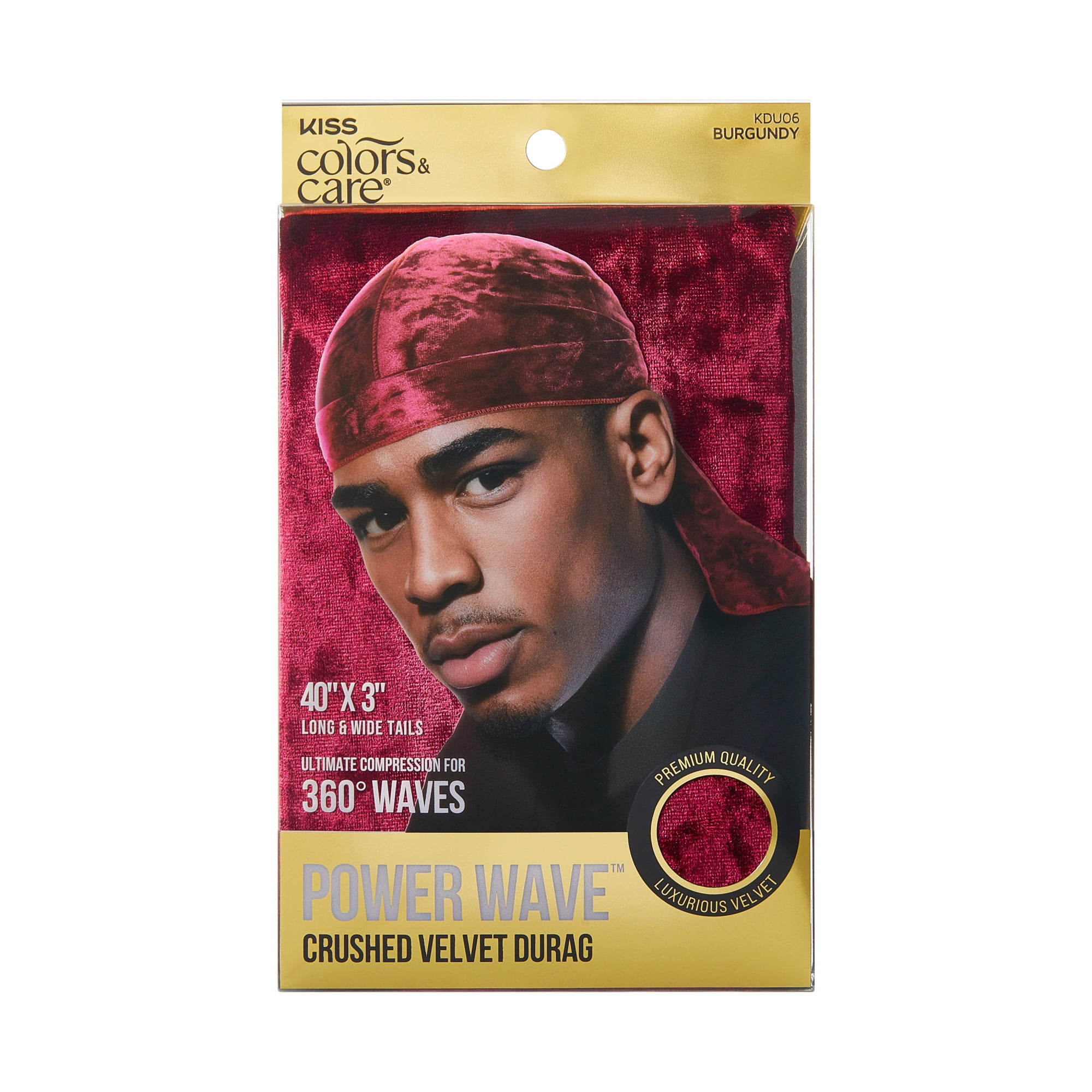 Kiss Colors & Care Power Wave Premium Crushed Velvet Luxe Durag, Burgundy, 1 Ct.