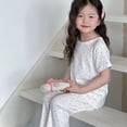thumbnail image 2 of REDARER Toddler Girls Soft Cotton Ribbed Sleepwear, Floral Print Short Sleeve Top & Pants Pajama Set,11-12 Years, 2 of 4