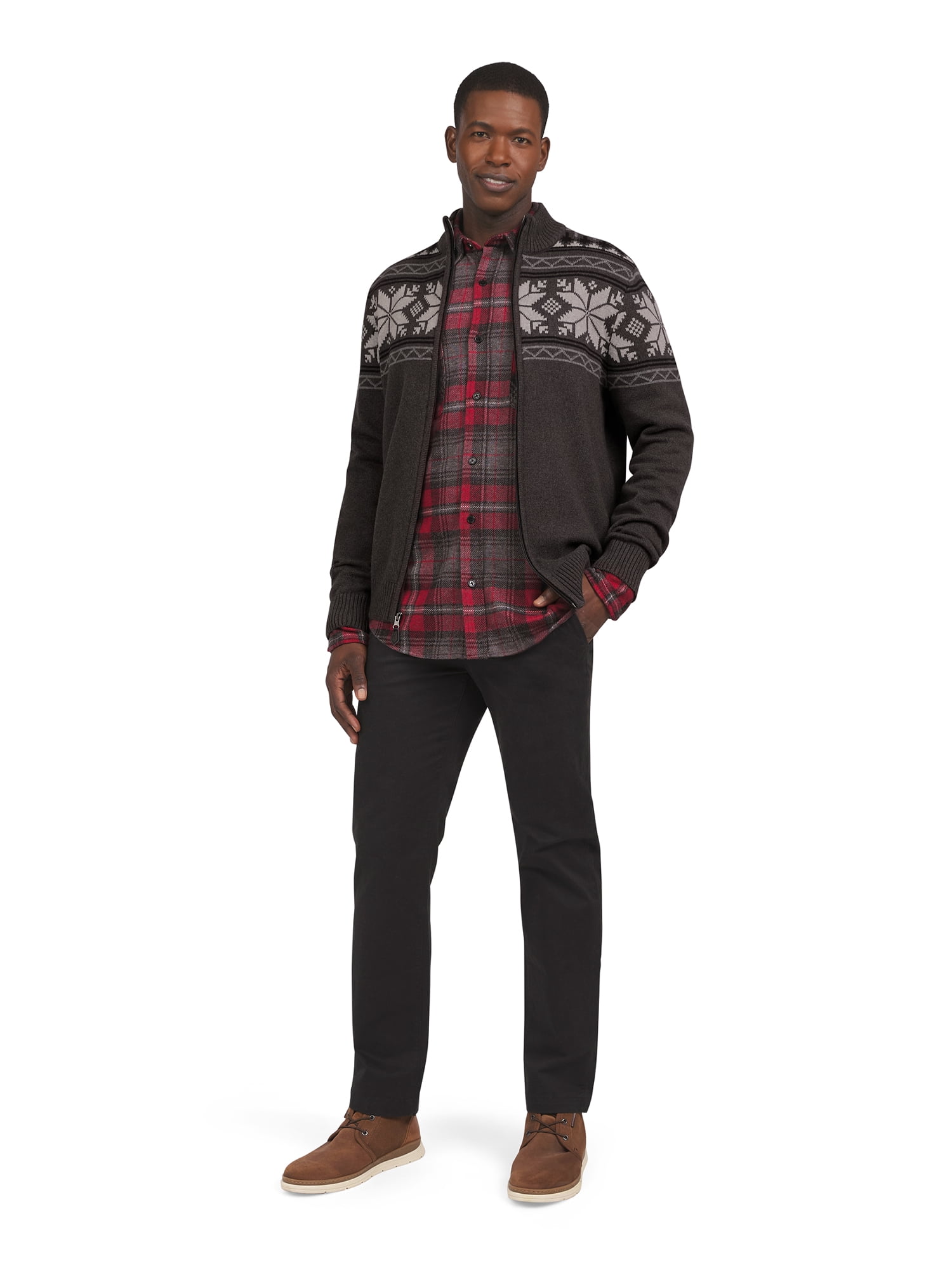 Chaps Men's & Big Men's Full Zip Holiday Sweater, Sizes S-2XL