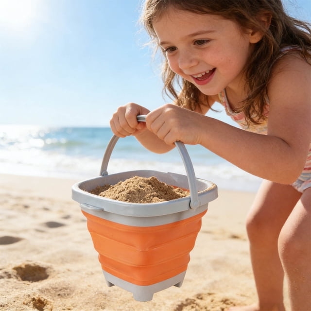 YWIYIUD 1PC Durable Foldable Beach Bucket for Summer Beach Camping and Outdoor Activities Portable and Durable MultiPurpose Beach Toys Bucket Suitable for Teens and Adults
