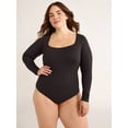 thumbnail image 5 of Joyspun Women's Seamless Slimming Square Neck Bodysuit with Long-Sleeves, 2-Pack, Sizes S-XXXL, 5 of 13