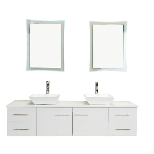 Modern Double Sink Bathroom Vanity, How Far Apart Are Sinks On A 72 Inch Vanity