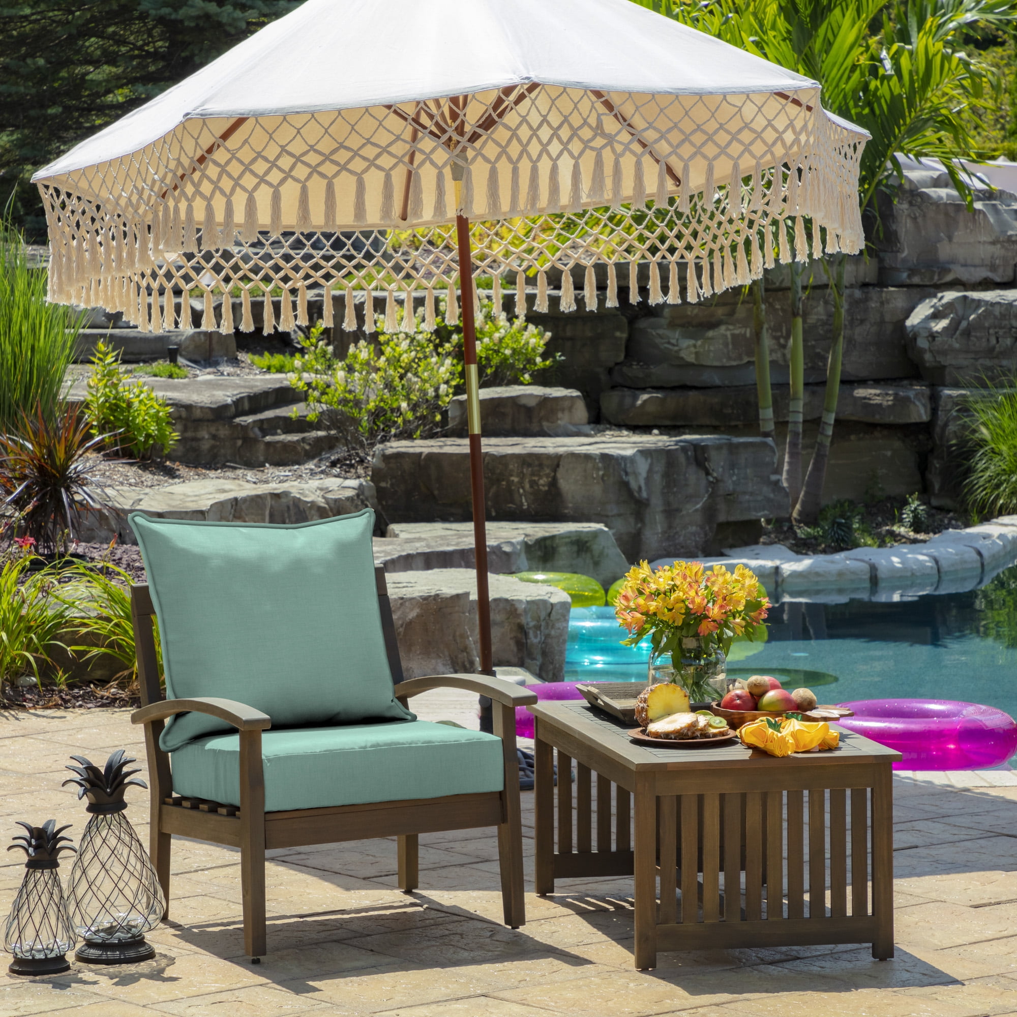 ARDEN Outdoor Deep Seating Cushion Set, 24 x 22, Water Repellent, Fade Resistant, Deep Seat Bottom and Back Cushion for Chair, Sofa, and Couch 24 x 22, Aqua Leala