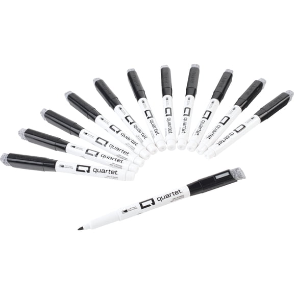 Quartet 51989692 Dry-Erase Markers, Low Odor, Fine Point, Black