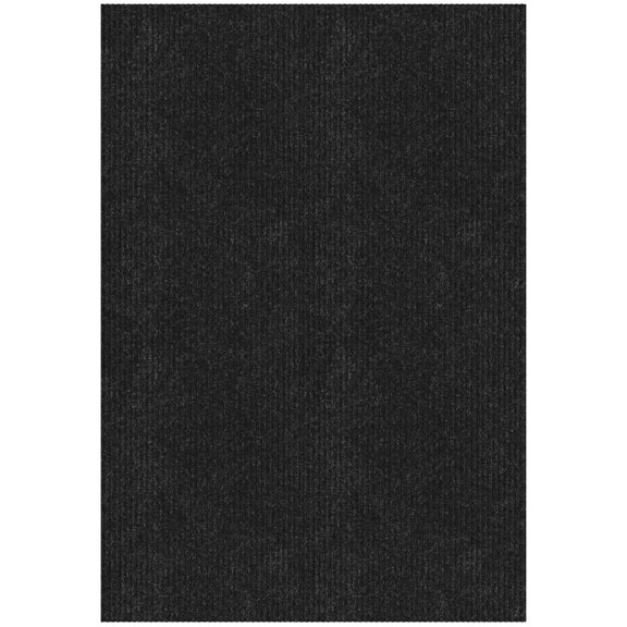 Ottomanson Non-Slip Area Rug for Entryway 2'7" x 5' Indoor/Outdoor Custom Size Kitchen Utility Mat, Black Ribbed
