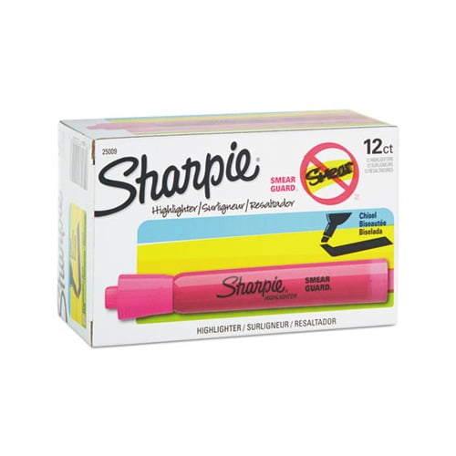 Tank Style Highlighters Chisel Tip, Pink, Dozen