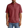 thumbnail image 4 of JTieacloth Men's T-Shirts Casual Button Down Stand Collar Short Sleeved Shirt T Shirt(Red,L), 4 of 6