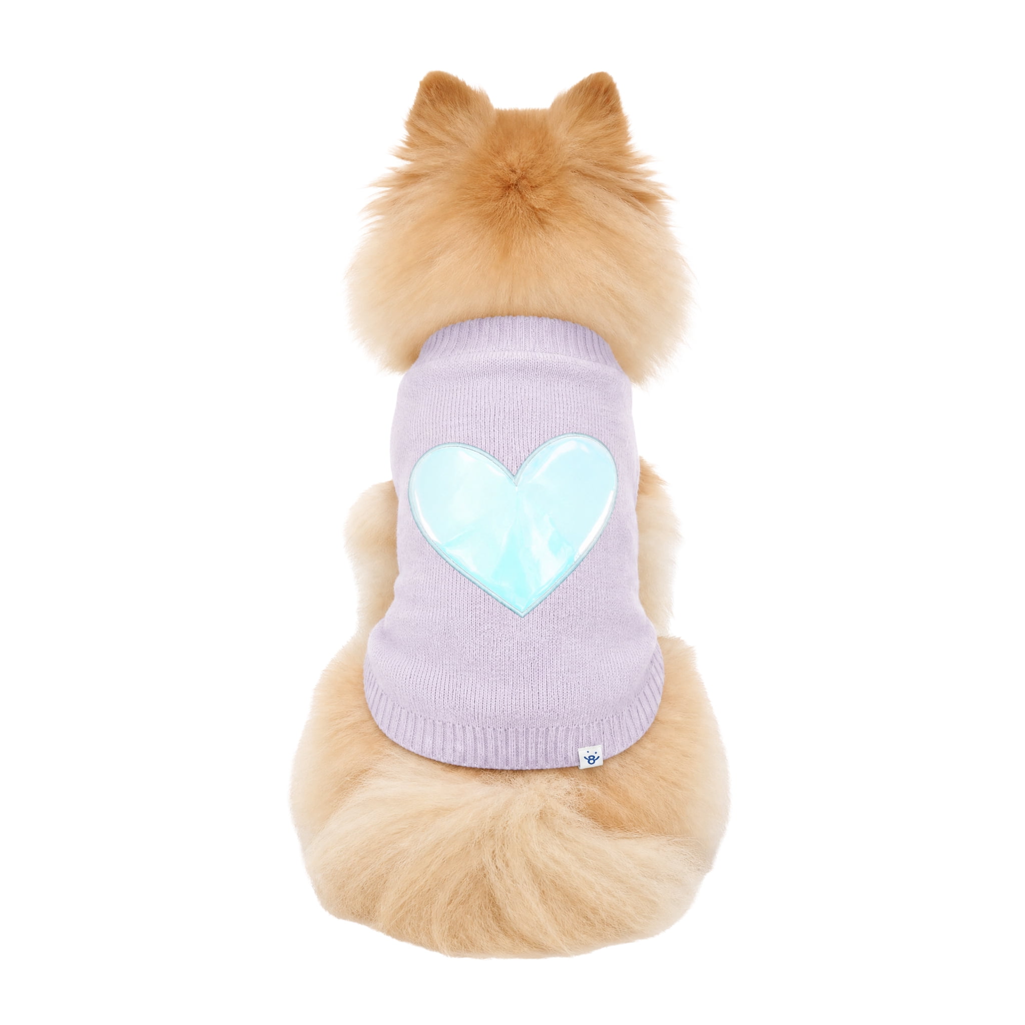 Oodles Iridescent Heart Fall Dog Sweater, Purple, Small
