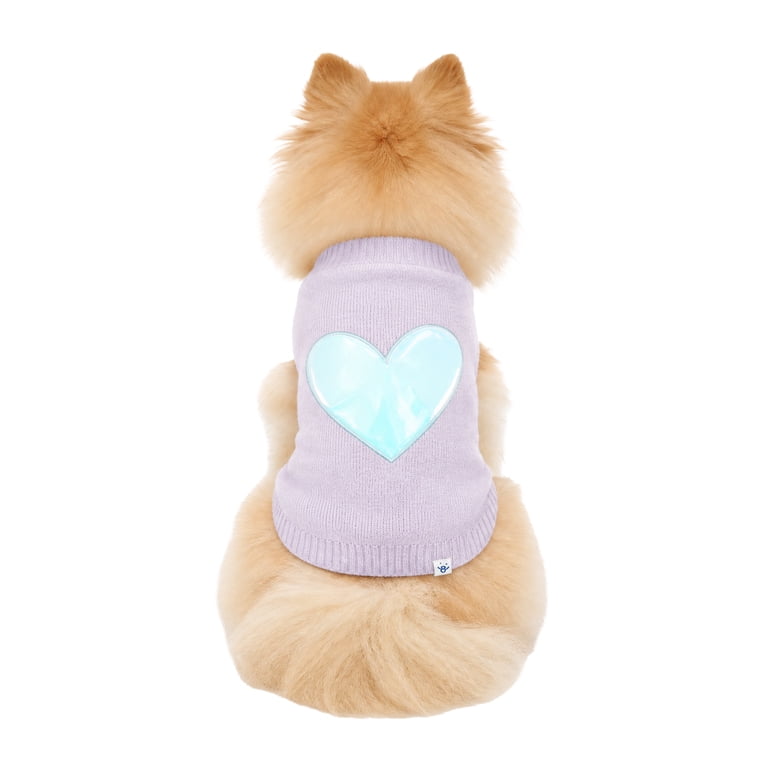 Oodles Iridescent Heart Fall Dog Sweater, Purple, Small photo 5