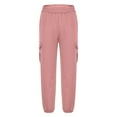 thumbnail image 5 of IVEYRTF Kids Solid Color Cargo Pants Elastic Waist with Pockets Loose Straight Leg Fall Winter Fashion Casual Trousers(Pink,11 Years), 5 of 7