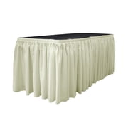 LA Linen SKT-Pop-14x29-10Lclips-NavyP72 Polyester Poplin Table Skirt with 10 L-Clips, Navy - 14 ft. x 29 in.