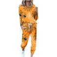 thumbnail image 3 of VBTAPA Happy Halloween Sweatsuit for Women 2 Piece Sets Cute Ghost Print Pullover Sweatshirt and Drawstring Elastic Waist Jogging Sweatpants Matching Outfits Orange XXXL, 3 of 6