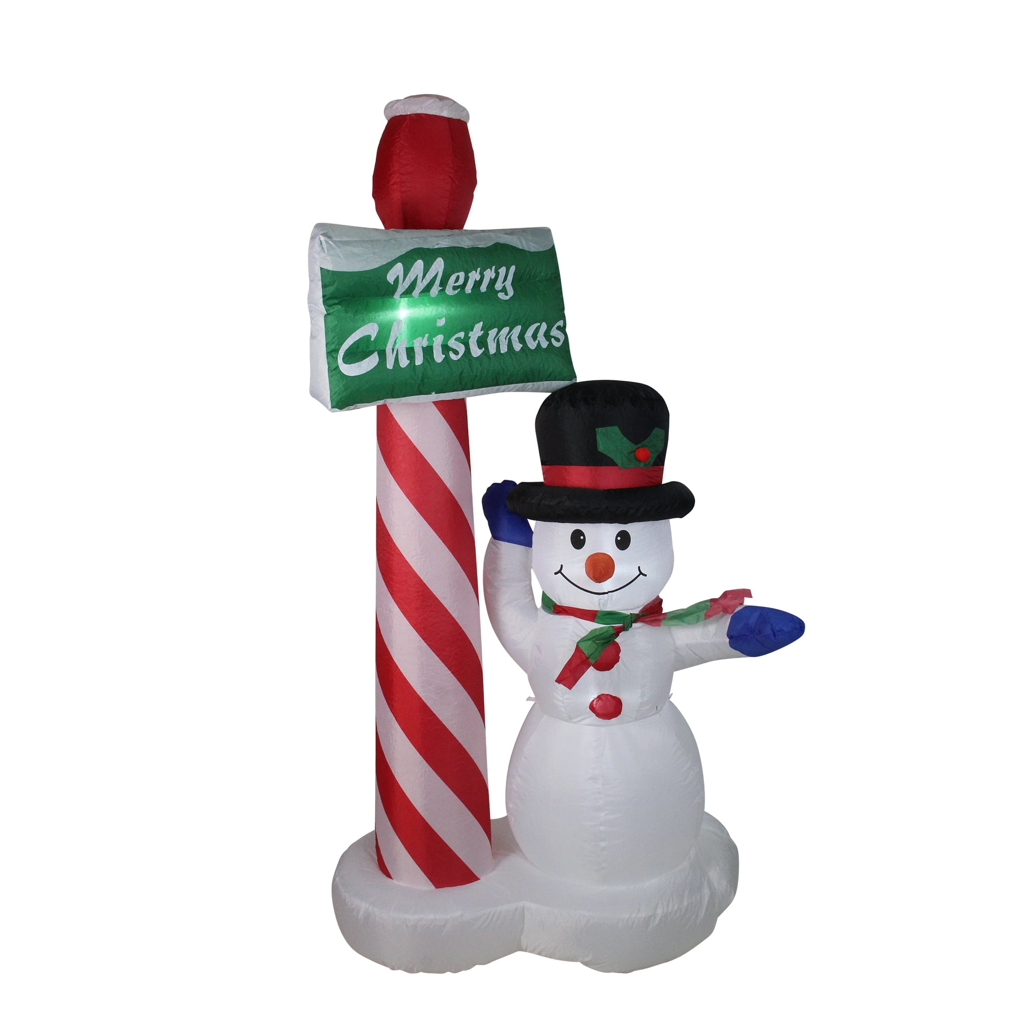 6' Inflatable Lighted Snowman with Merry Christmas Sign Christmas Yard Art Decoration