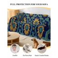 thumbnail image 4 of Vintage Floral Couch Cover, Country Flowers Abstract Art Blue Yellow Sofa Cover Blanket for 2 Seat Cushion, Sectional Sofa Slipcover Furniture Protector for Living Room Bedroom 71''x102'', 4 of 9