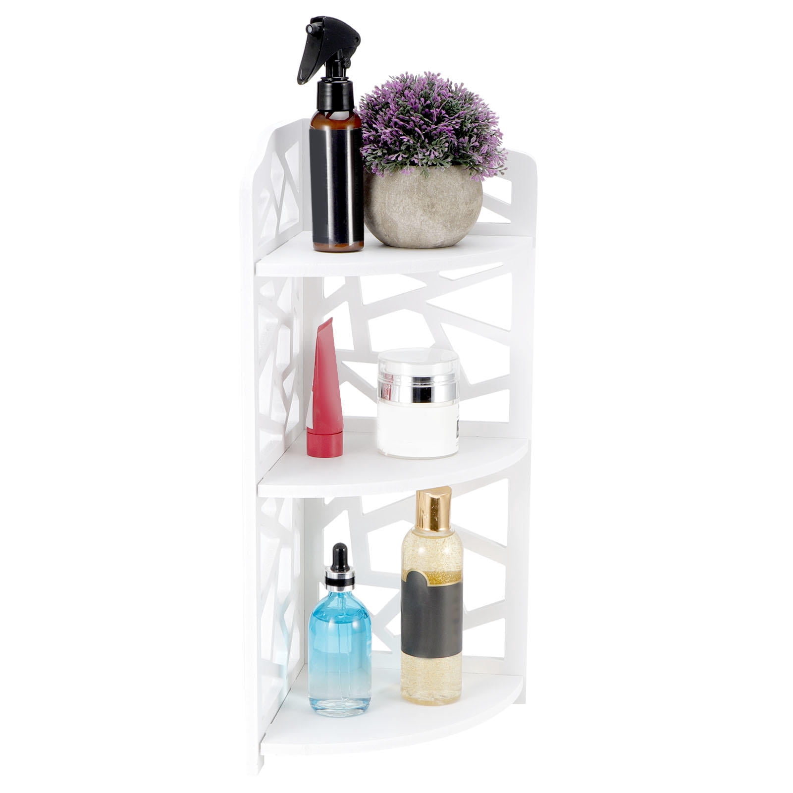 Suodoka 3‑Tier Corner Shelf Organizer – Eco‑Friendly PVC Foam, Snap‑On Assembly, Spacious Storage for Bathroom, Bedroom, Living Room, Balcony, 20.87”×9.06”×1.97”