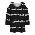 thumbnail image 4 of Birdeem Blouses pour Femmes Mode T-Shirt Décontracté Imprimé Col en V Manches 3/4 Blouse, 4 of 12