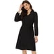 thumbnail image 1 of Vestido de gasa para mujer Allegra K elegante con volantes cuello En V informal de negocios con cinturón Negro XS, 1 of 6