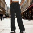 thumbnail image 6 of Women's Wide Leg Sweatpants with Pockets Long Trousers Sweatpants Drawstring Stretchy Comfortable Fabric with Pockets, 6 of 9