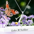 thumbnail image 4 of AOBOCO Initial Necklace for Women 925 Sterling Silver Purple Butterfly with A-Z 26 Letters Pendant Necklace for Graduation Gifts, 4 of 10
