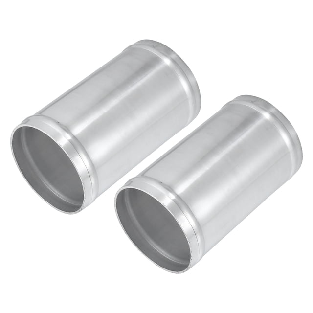 Adaptador universal de tubería de admisión de aleación de aluminio, conector de tubería de 70mm, 2,75 "OD, 4,72" y 120mm de longitud, tono plateado (juego de 2)
