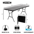 thumbnail image 4 of Lifetime 6 Foot Rectangle Fold-in-Half Folding Table, Black (80891), 4 of 15