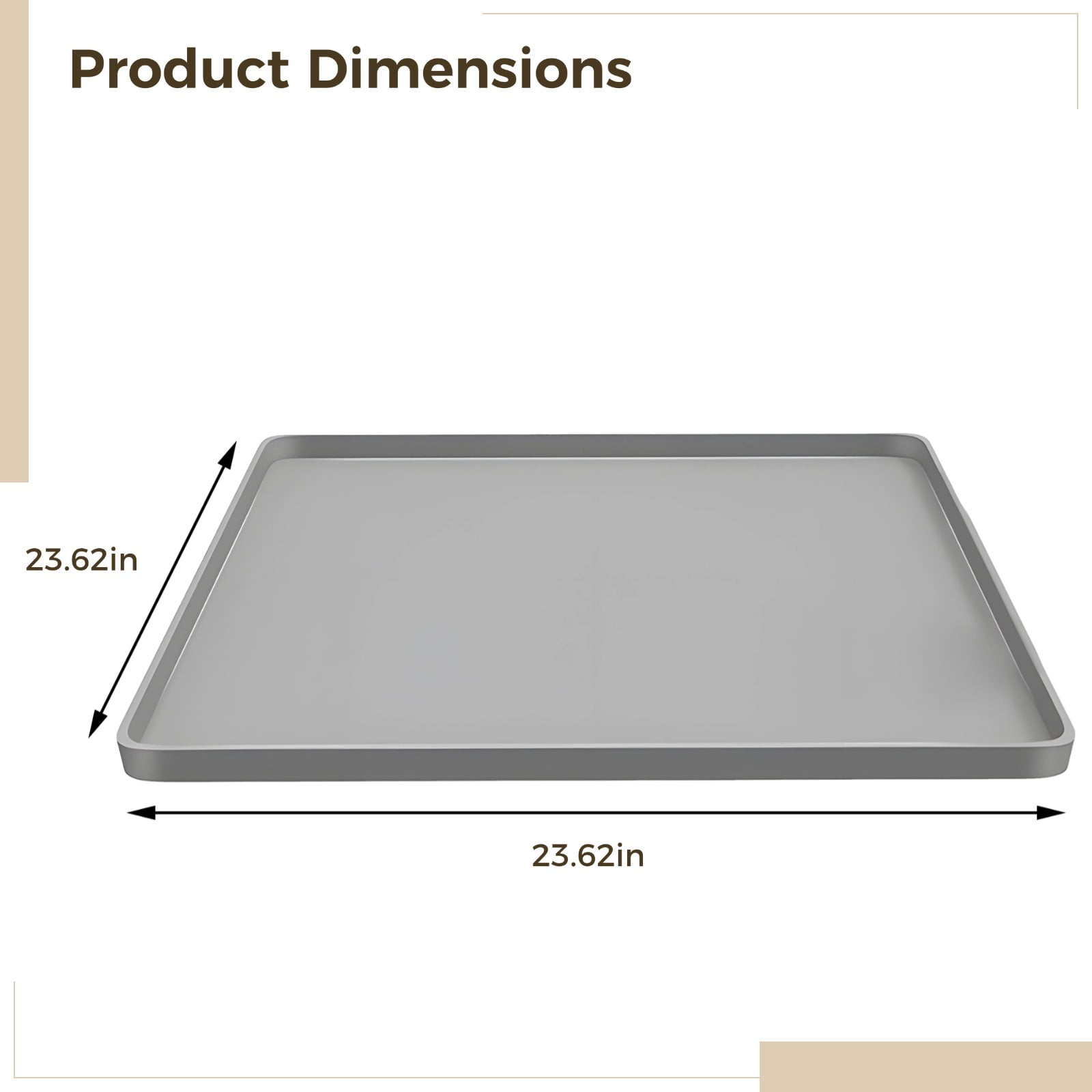 Mini Fridge Mat for Carpet, Refrigerator Carpet Protector, Water Resistant Silicone Mat, Scratch Proof, Non-Slip Silicone Pad for Home and Pet Use, Easy to Clean, 23.6" x 23.6"
