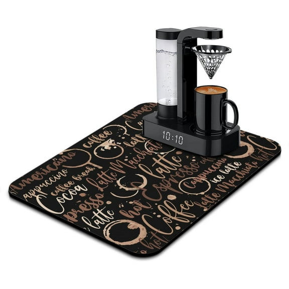 30*40cm Coffee Bar Mat, Coffee Painting Absorbent Dish Drying Mat Cuttable Hide Stain Draining Table Pad for Kitchen Counter, Coffee Bar Accessories