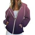 thumbnail image 2 of Women's Fall Jacket Oversized Pocket Sweatshirt Casual Clothing Zipper Track Jacket Solid Color Long Sleeve Tops, 2 of 5