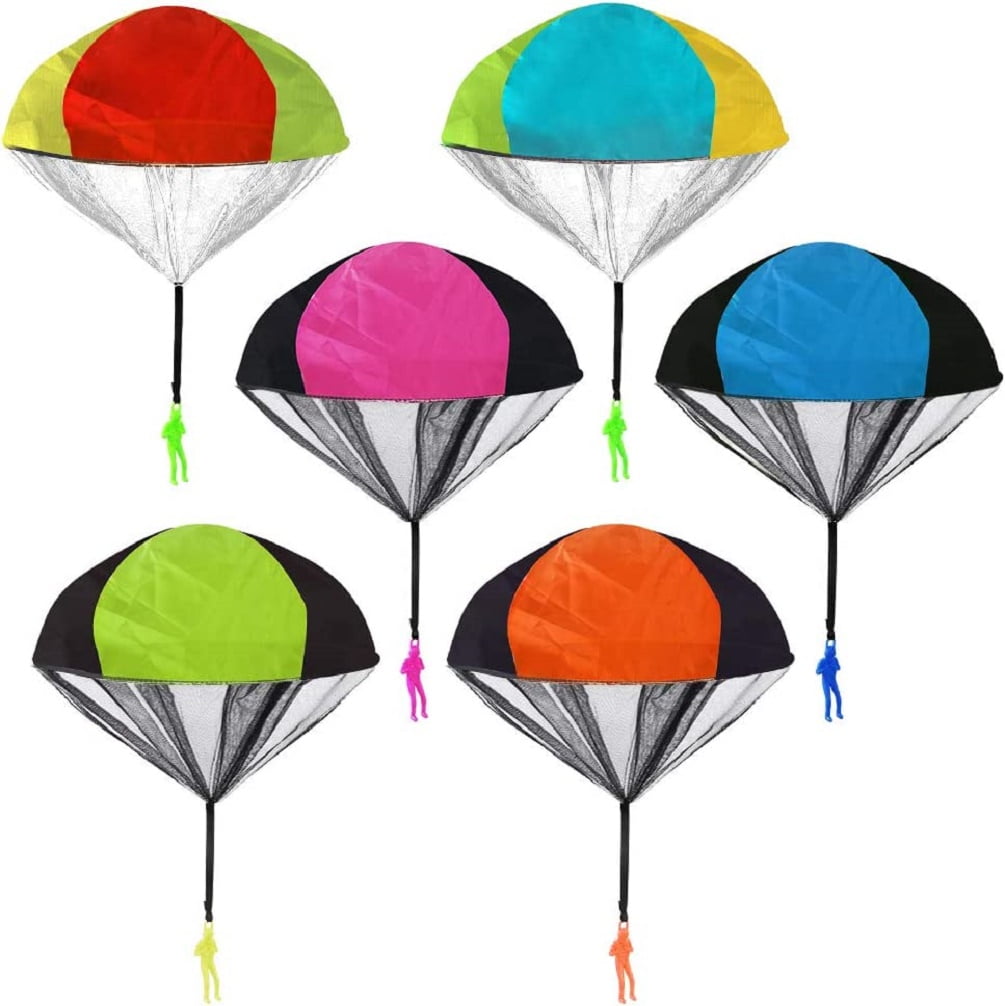 6 Pack Parachute Toy Soldiers Hand Throw Parachute Men Set Tangle Free