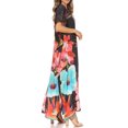 thumbnail image 4 of Sakkas Vicky Women's Casual Long Print Short Sleeve Petit Beach Maxi Caftan Dress - Print-1 - One Size, 4 of 5