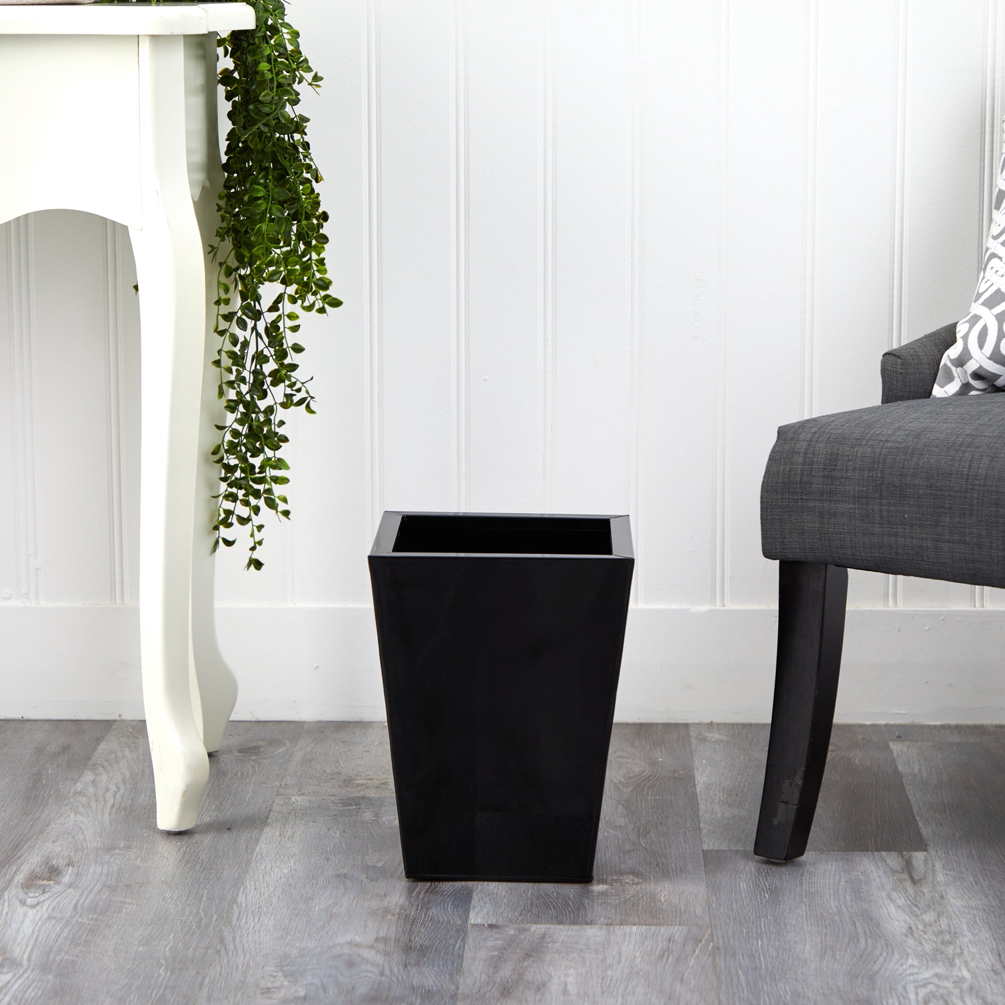 Nearly Natural 13" Classic Square Metal Planter, Black