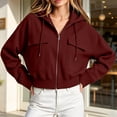 thumbnail image 6 of yillto Womens Full Zip up Hoodies Cropped Loose Sweatshirts Long Sleeve Fashion Cargo Coats with Pockets, 6 of 7