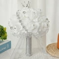 thumbnail image 4 of Wedding Bouquets for Brides or Bridesmaids - White Crystals Silk Roses Bridal Bridesmaid Wedding Hand Holding Bouquet, 4 of 4