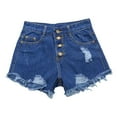 thumbnail image 4 of FUNUONY Jean Shorts Womens Womens Jean Shorts Baggy Jeans for Woman Denim Shorts Women Summer 2025 Trendy Women's Ripped Pocket Jeans with Rolled Edge Casual Shorts Blue Xl, 4 of 5