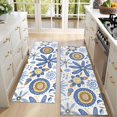 thumbnail image 4 of Kitchen Rugs Sets Of 2,Blue and Yellow Pioneer Flower Anti Fatigue Kitchen Mat Rugs Non Slip Washable,Decorative Kitchen Floor Mats for Kitchen,Sink,Laundry,17"X47", 4 of 5