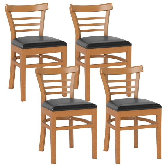 Gymax Modern Dining Chair Set of 4 Upholstered Kitchen Chair w/Rubber Wood Legs Brown