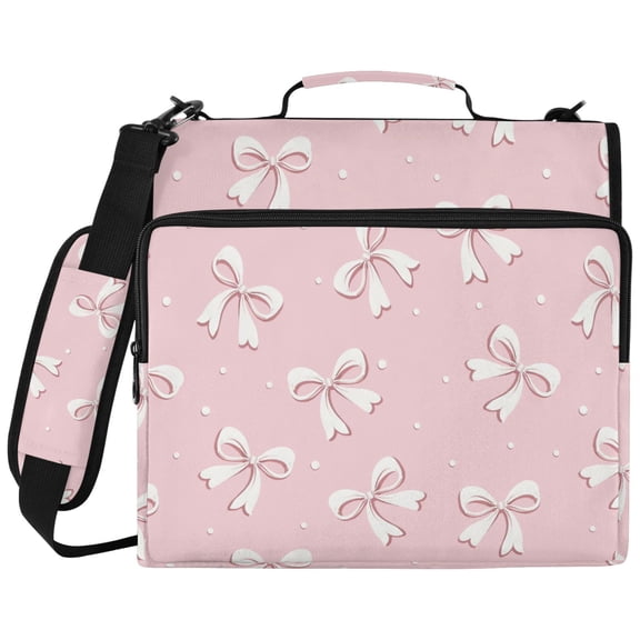 ALAZA Zipper Binder Bow Polka Dots Pattern 2 inch 3 Ring 500 Sheet Capacity Trapper Keeper File Folder Organizer Bag