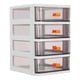 thumbnail image 4 of Organizador de cajones de plástico transparente multifuncional para escritorio de oficina, apilable, para papelería, maquillaje, artículos pequeños., 4 of 8