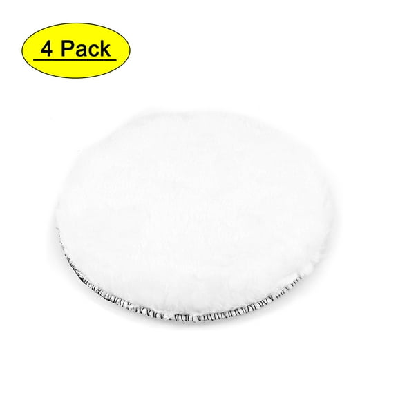Uxcell 6'' Hook and Loop Polishing Pads Wool White 4 Pack
